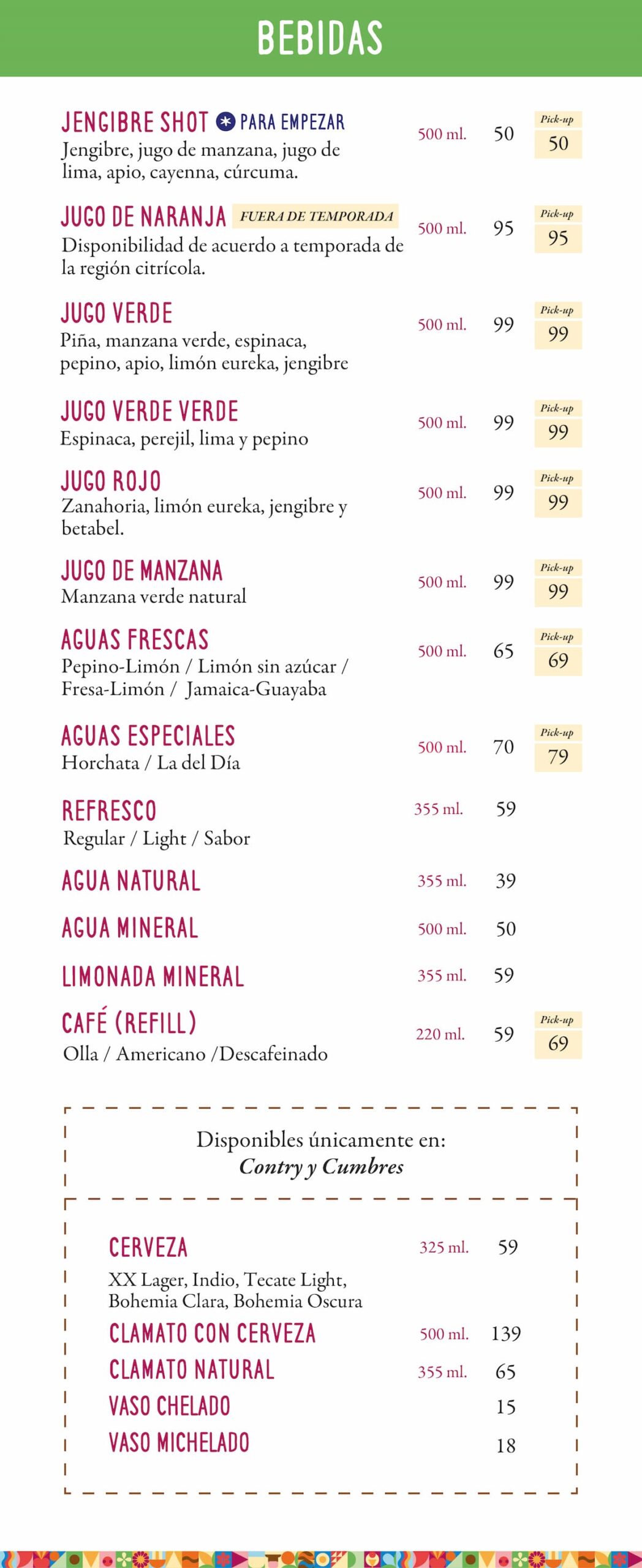 Menú - Bebidas - Frida Chilaquiles